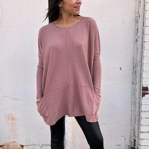 NEW Oversized Pink Sweater | Great for Leggings! | Super Soft, 2 Pockets, Dolman